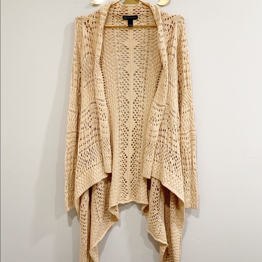 INC Asymmetrical Tan Cardigan. Size Medium.